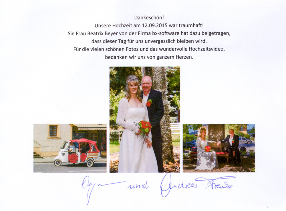 Hochzeit Franke Dankeskarte